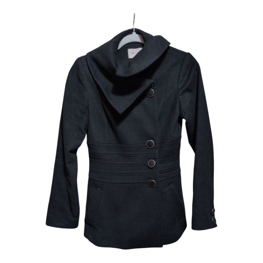 Reiss Lupin black Wool cashmere 3 button military-style jacket size XS